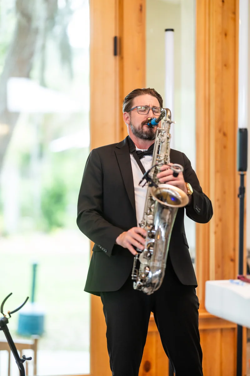 Saxophonist performing at Fountain of Youth wedding ceremony in St. Augustine
