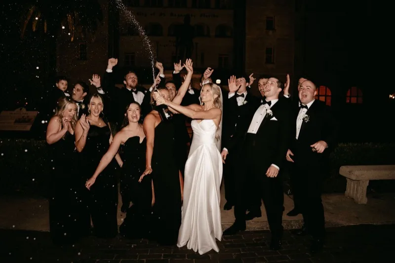 Wedding party champagne toast at Lightner Museum