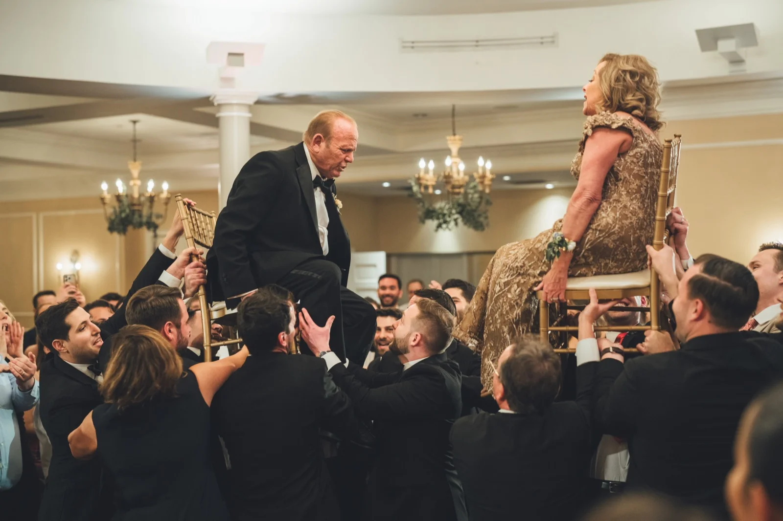 Hora chair lift celebration at River House wedding